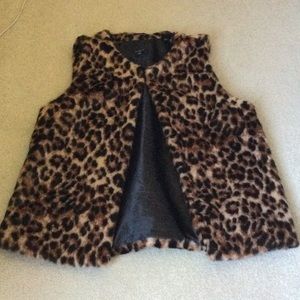 NWT Talbots Leopard Faux Fur Vest
